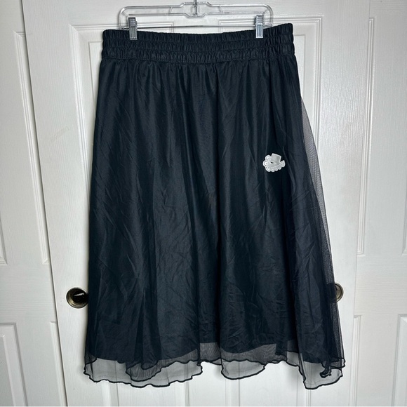 Women's Nike Woven Maxi Mesh Tulle Maxi Black Skirt Size X-Large Streetwear Goth - Picture 1 of 14